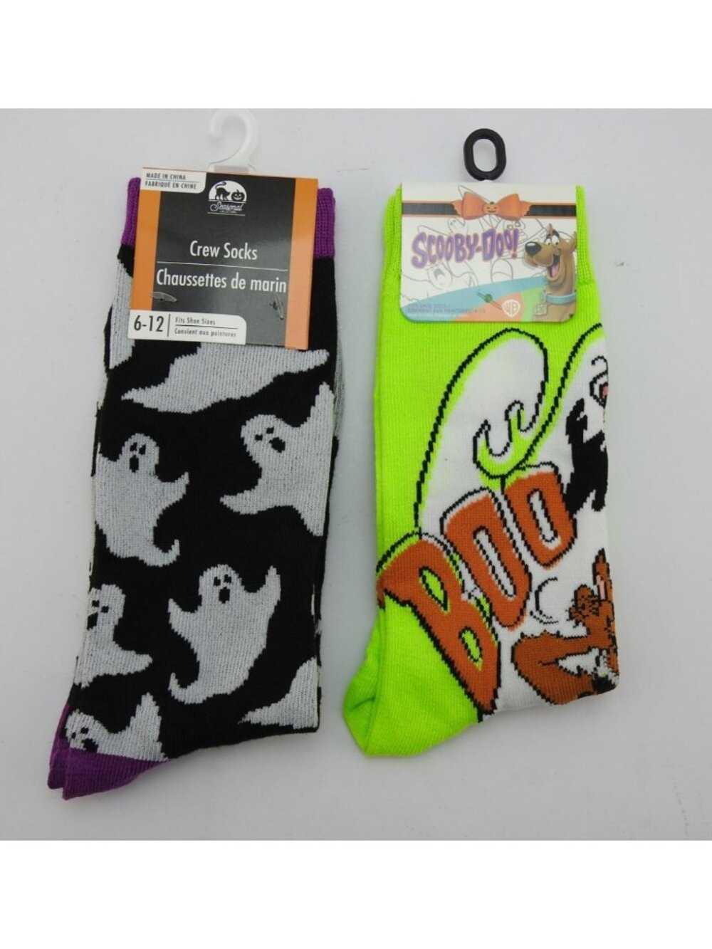 Halloween Crew Socks 2 Pair Scooby Doo Ghost Spooky Adult Size 6 12 New